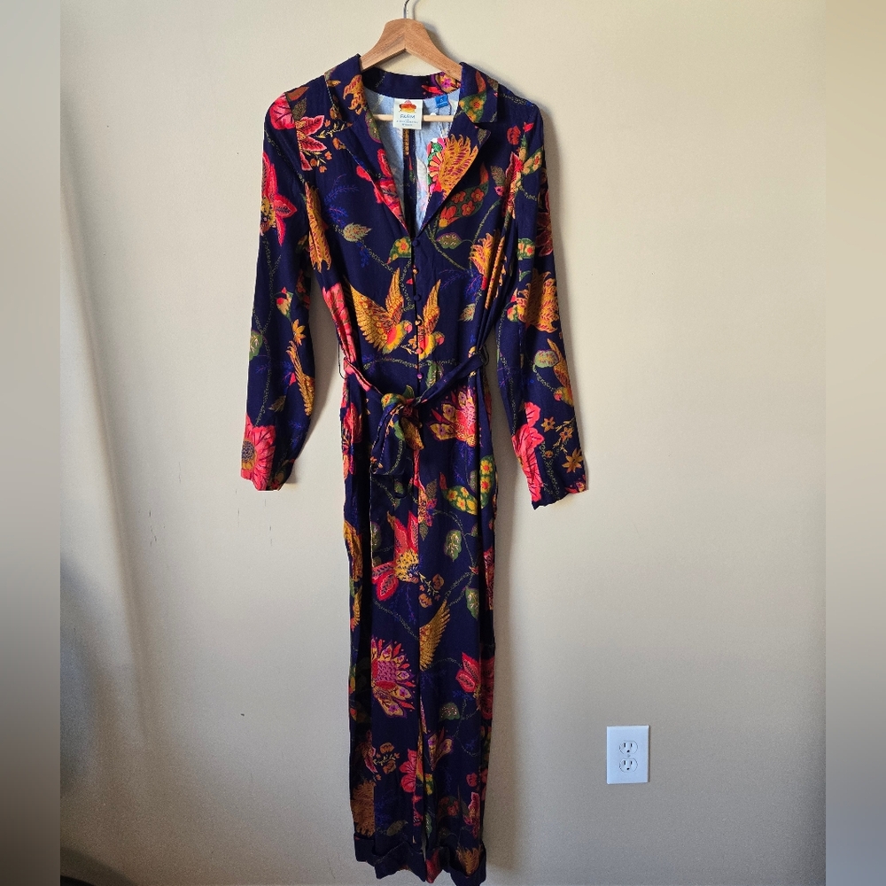 Farm Rio X Anthropologie Floral Button Front Jumpsuit - Picture 5 of 8